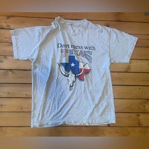 Vintage Don’t Mess With Texas Gray T-Shirt 90s Short Sleeve Sz L Single Stitch